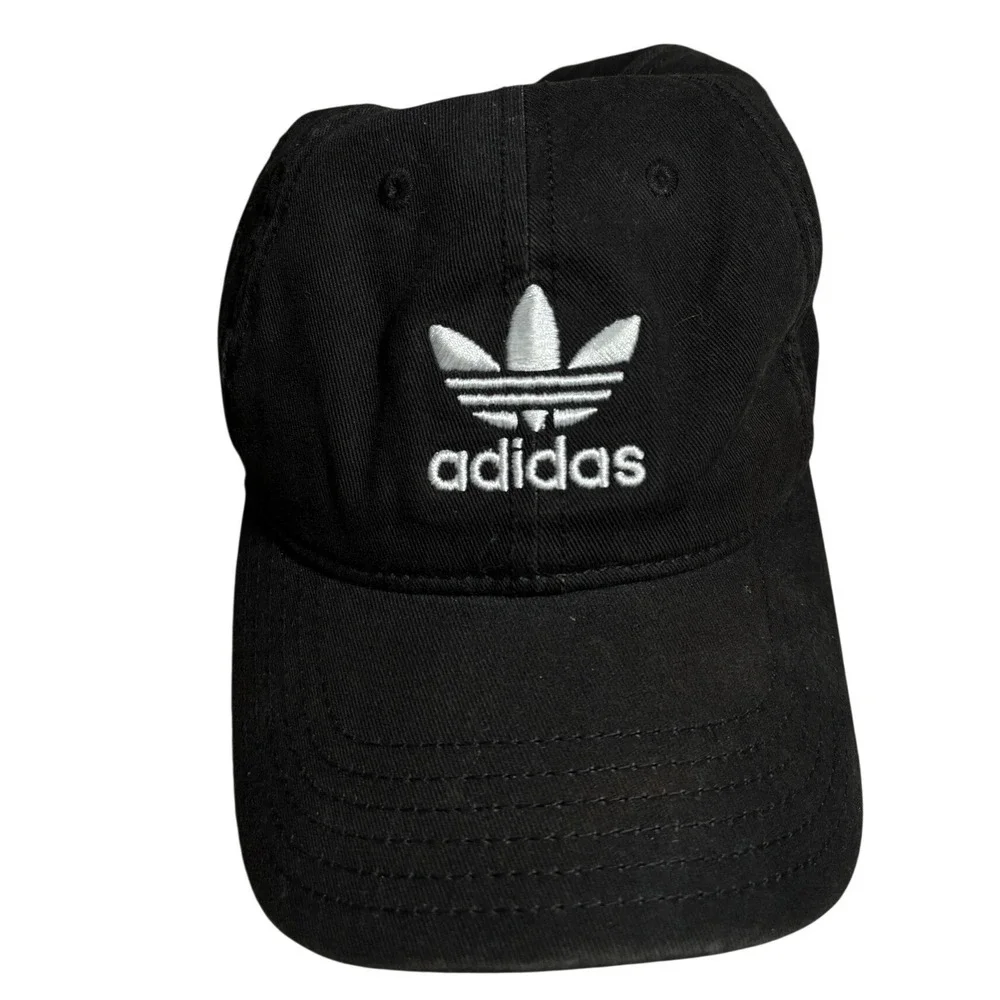 Adidas Originals Trefoil Baseball Cap Black Cotton Adjustable Dad Hat Streetwear